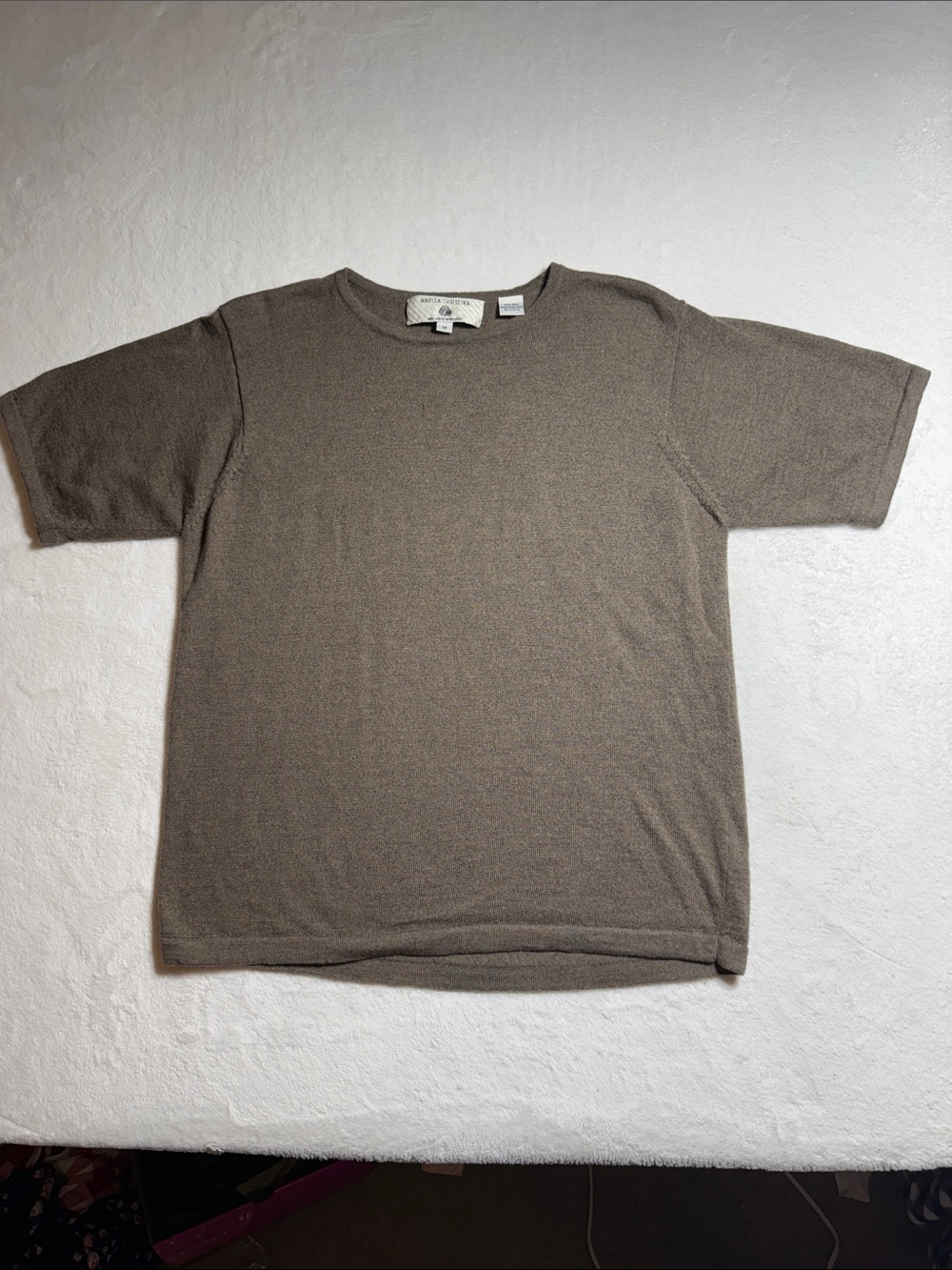Marisa Christina Vintage Women's Crewneck Sweater in Taupe Brown